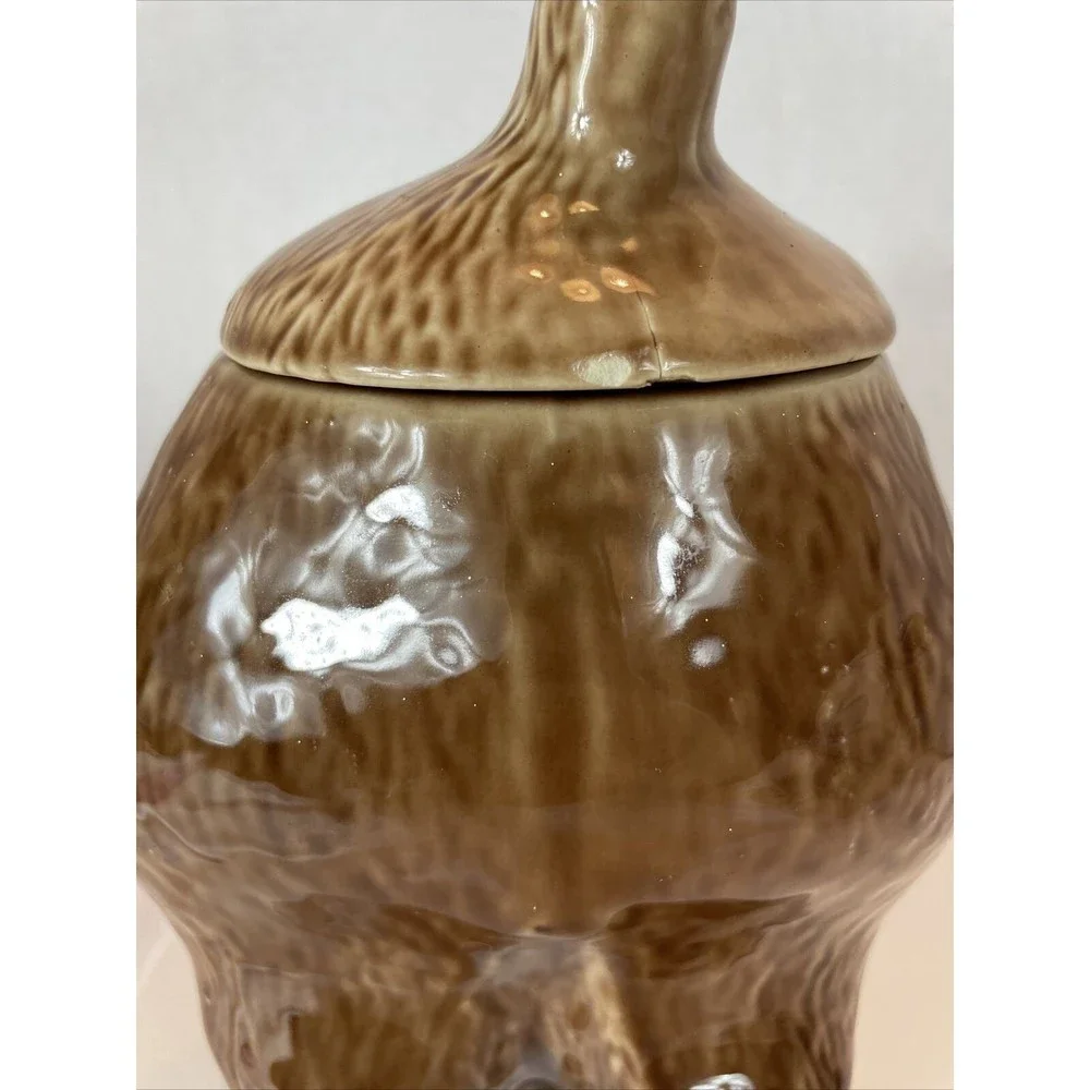 Vintage 1980s McCoy Pottery HOUND DOG Ceramic Cookie Jar Plain Face Brown #0272